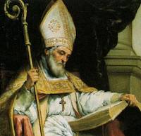 Detail from portrait of Isidore of Seville. Please click to view entire image.
